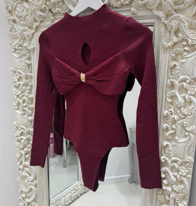 Selena ~ Ribbed Long Sleeve Bodysuit