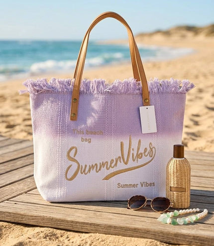 Summer Vibes ~ Large Lilac Ombre Beach Bag