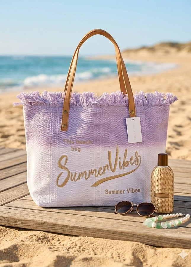 Summer Vibes ~ Large Lilac Ombre Beach Bag