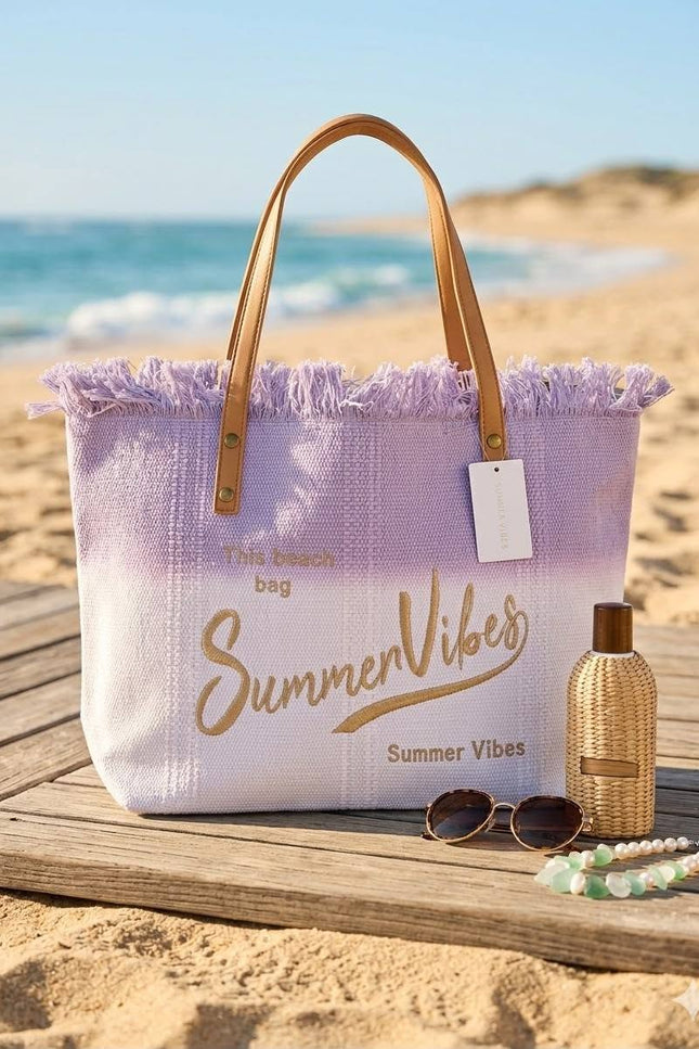 Summer Vibes ~ Large Lilac Ombre Beach Bag