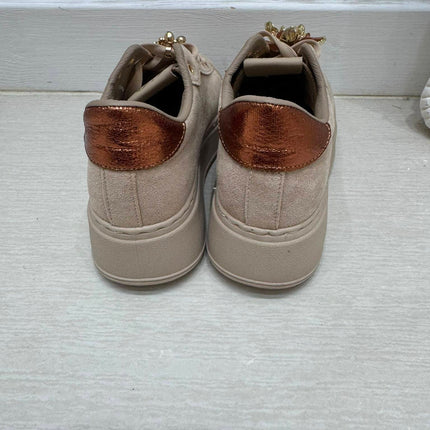 Macy ~ Crystal Embellished Trainers ~ Dark Mocha