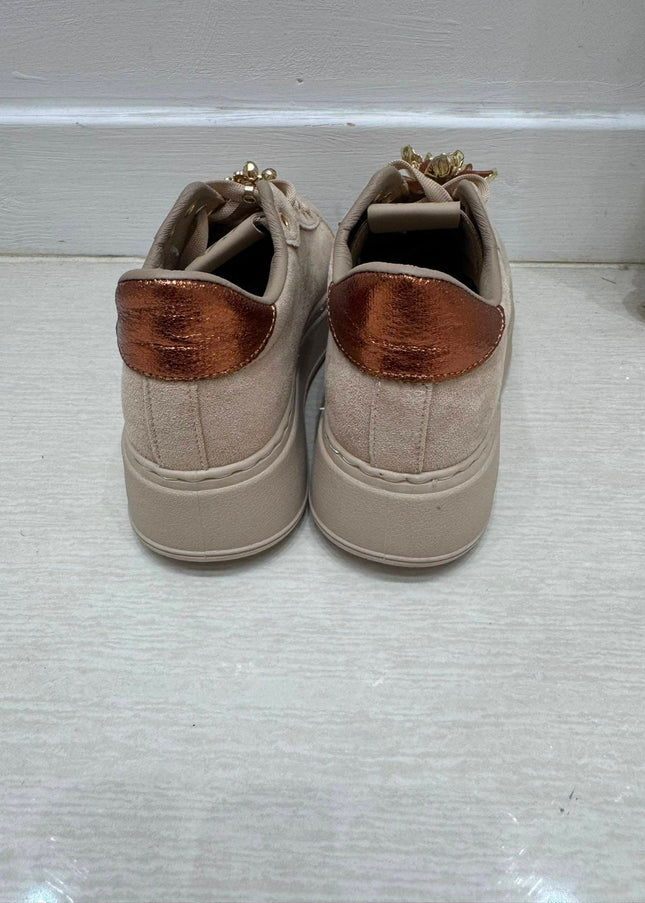 Macy ~ Crystal Embellished Trainers ~ Dark Mocha