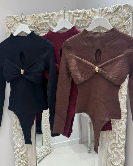 Selena ~ Ribbed Long Sleeve Bodysuit