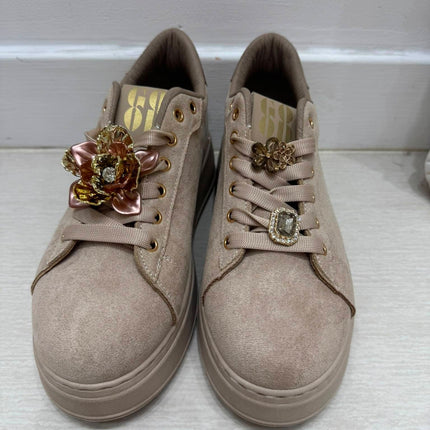 Macy ~ Crystal Embellished Trainers ~ Dark Mocha