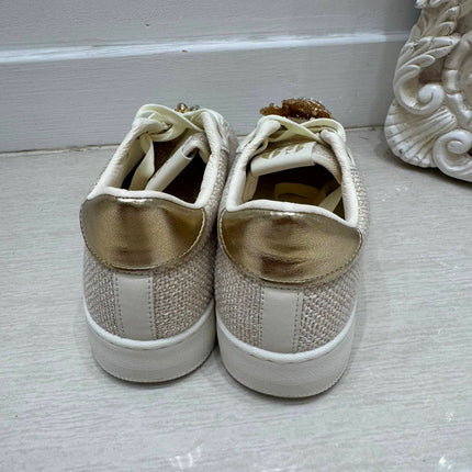 Macy ~ Crystal Embellished Trainers ~ Cream