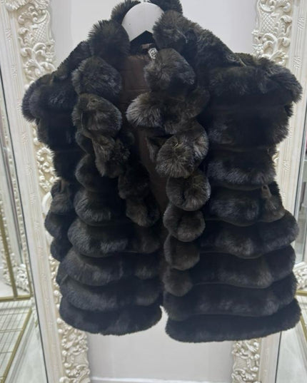 Mia ~ Luxury Soft Faux Fur Gilet  ~ Dark Brown