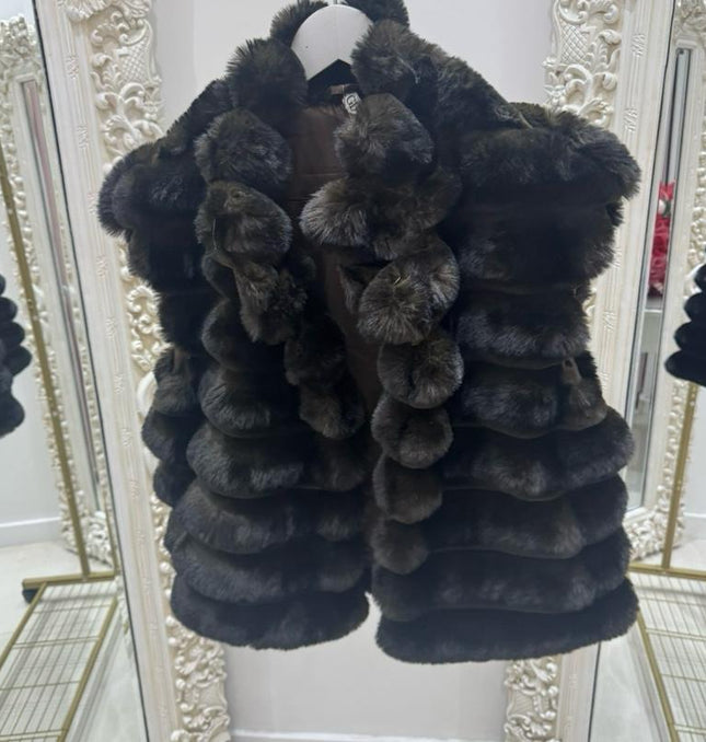 Mia ~ Luxury Soft Faux Fur Gilet  ~ Dark Brown