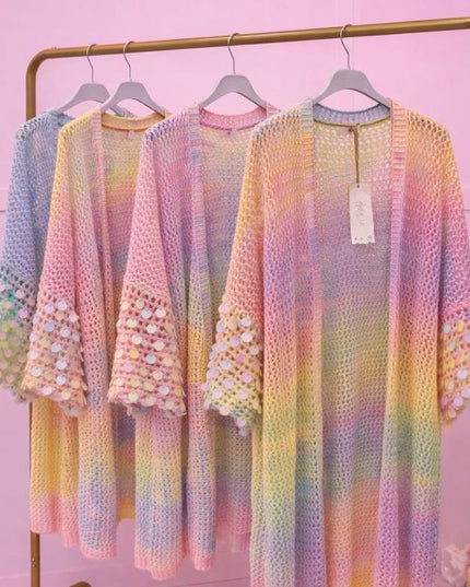 Claudia ~ Midi Open Knit Ombre Cardigan