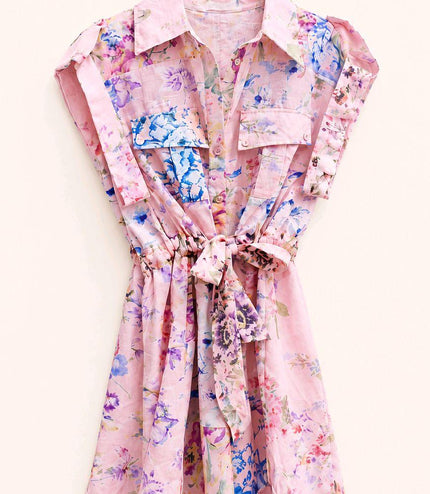 Patsy ~ Floral Sleeveless Playsuit With Belt