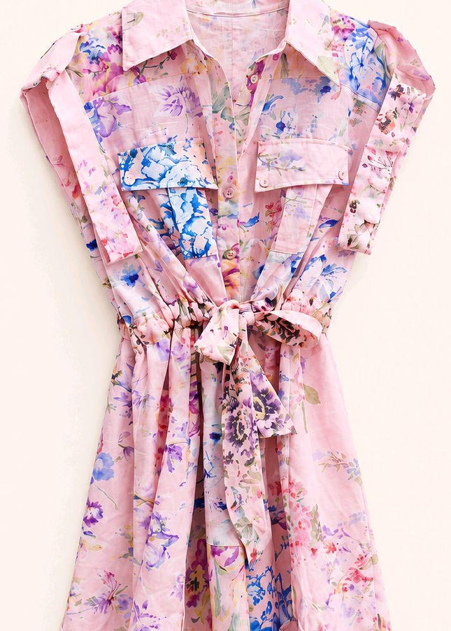 Patsy ~ Floral Sleeveless Playsuit With Belt