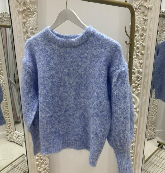 Belle ~ Pastel Fluffy Knitted Jumpers With Balloon Sleeves