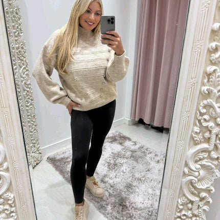 Soft Knit Military Style Jumper With Stud Detail