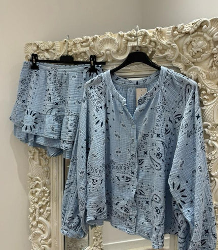 River ~ Cheesecloth Two Piece Skort Set