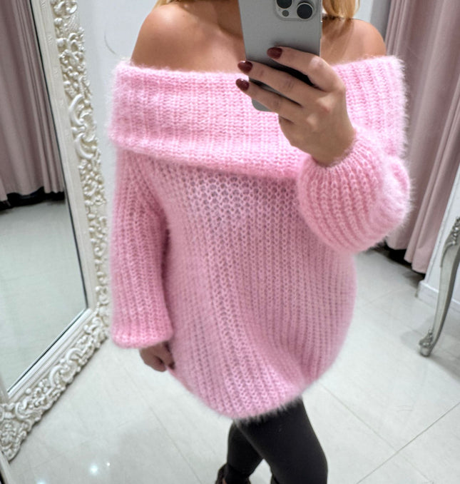 Connie ~ Luxury Knit Bardot Jumper ~ Pink