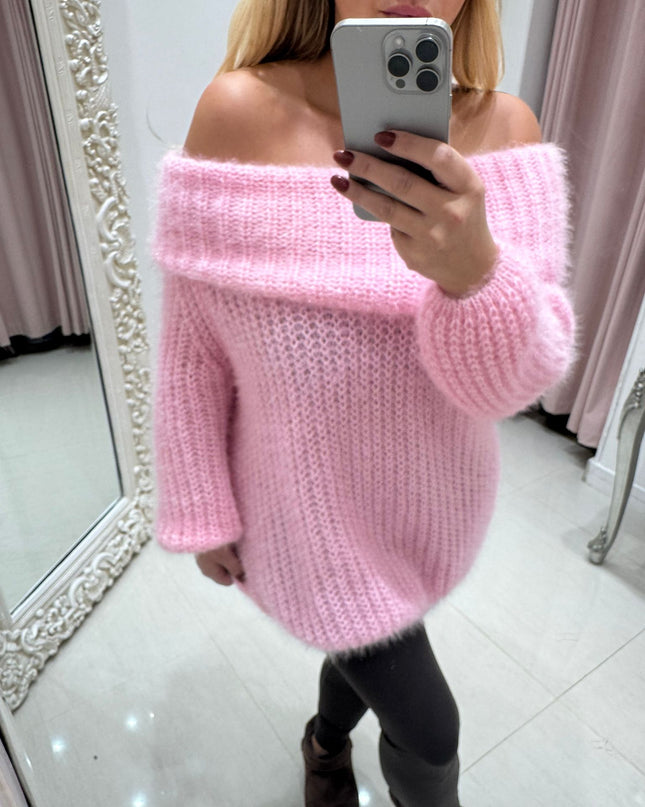 Connie ~ Luxury Knit Bardot Jumper ~ Pink