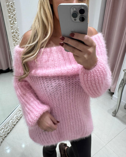Connie ~ Luxury Knit Bardot Jumper ~ Pink