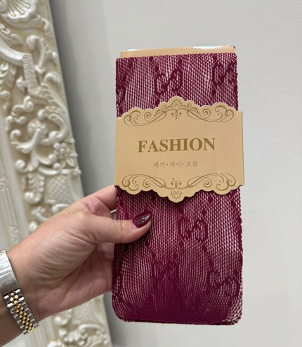 Burgundy Designer Inspired Lace Tights