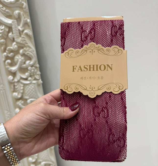 Burgundy Lace Tights