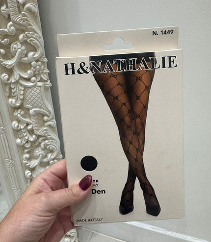 Black Designer Inspired Patterned Tights