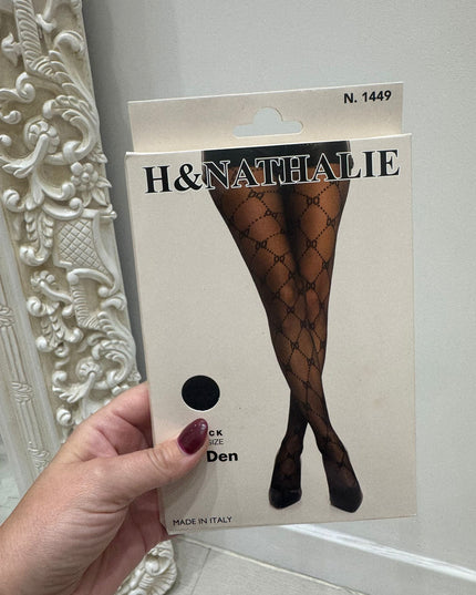 Black Patterned  Fashion Tights