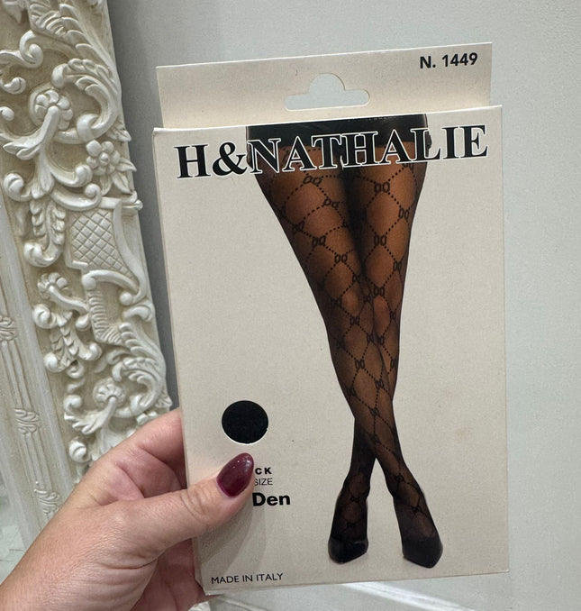 Black Patterned  Fashion Tights
