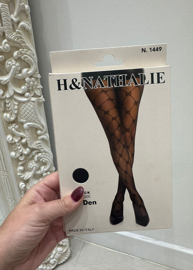 Black Designer Inspired Patterned Tights