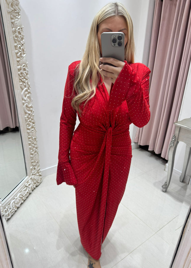 Angel ~ Diamante Knot Detail Midi Dress