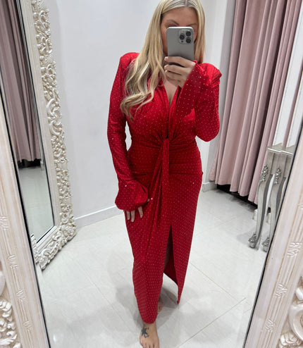 Angel ~ Diamante Knot Detail Midi Dress