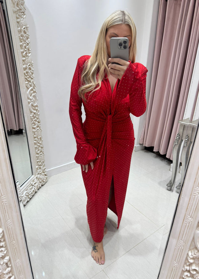 Angel ~ Diamante Knot Detail Midi Dress