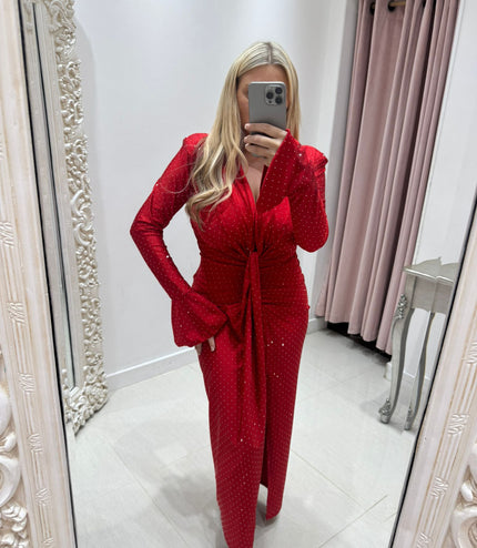 Angel ~ Diamante Knot Detail Midi Dress