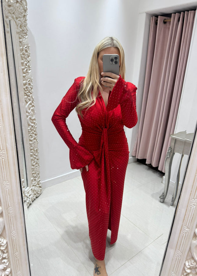 Angel ~ Diamante Knot Detail Midi Dress