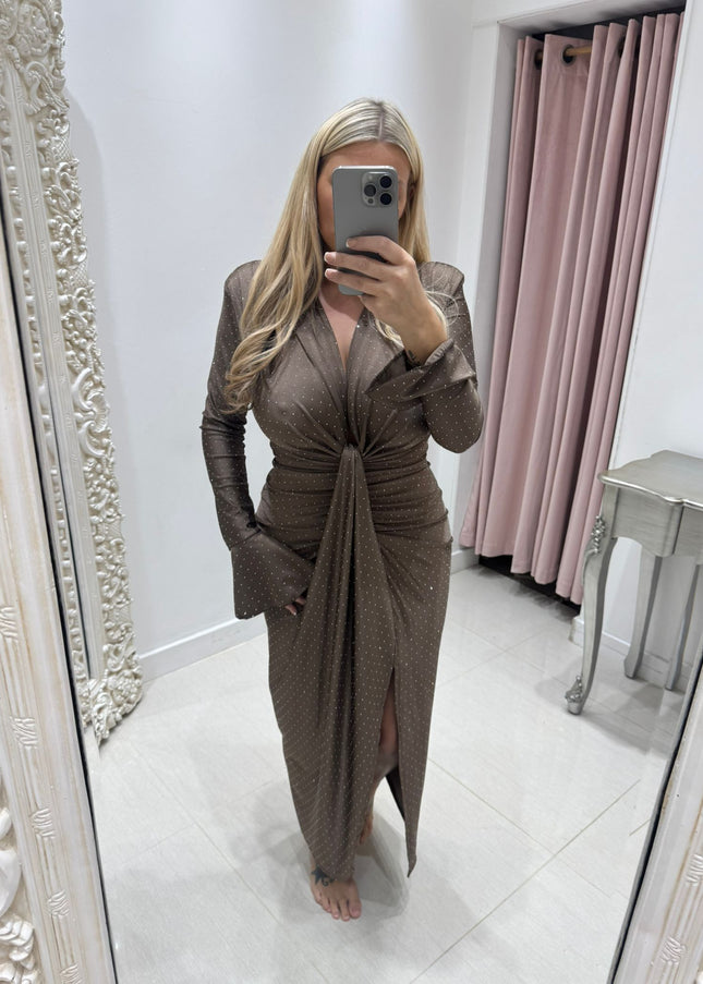 Angel ~ Diamante Knot Detail Midi Dress