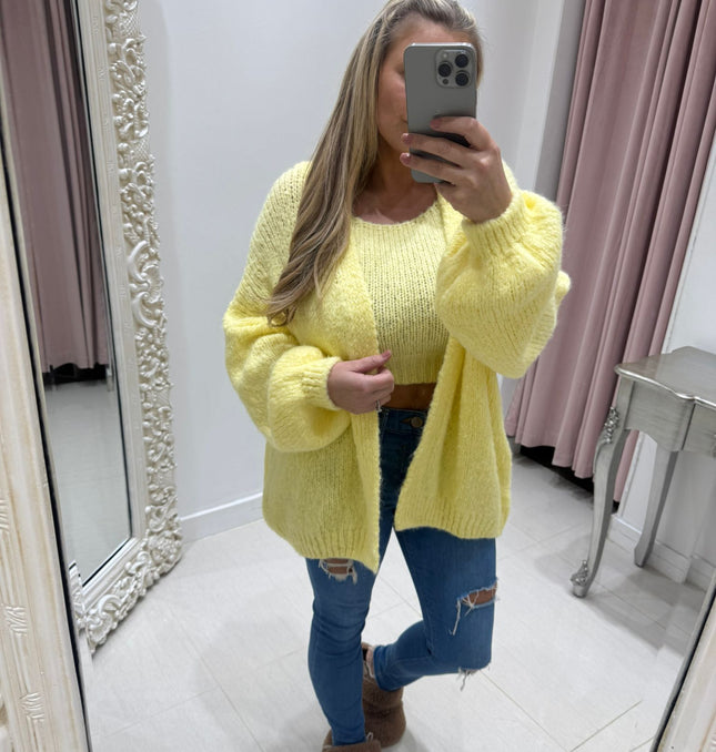 Amy ~ 2 Piece Knitted Top & Cardigan Set ~ Spring Pastel Colours