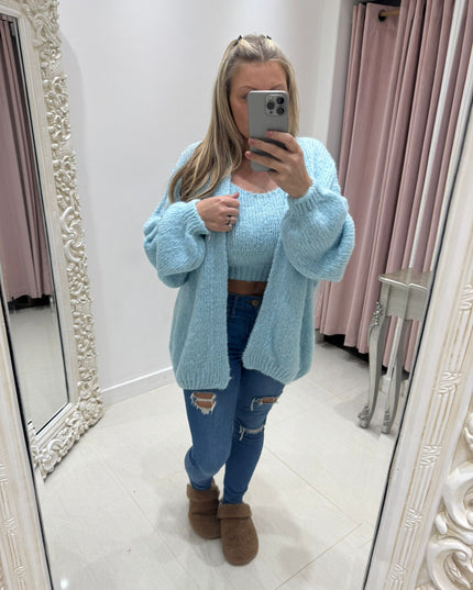 Amy ~ 2 Piece Knitted Top & Cardigan Set ~ Spring Pastel Colours