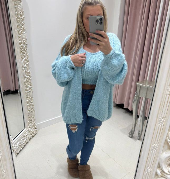 Amy ~ 2 Piece Knitted Top & Cardigan Set ~ Spring Pastel Colours