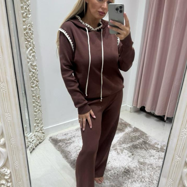 Lottie ~ Hooded Lounge Wear with Contrast Trim