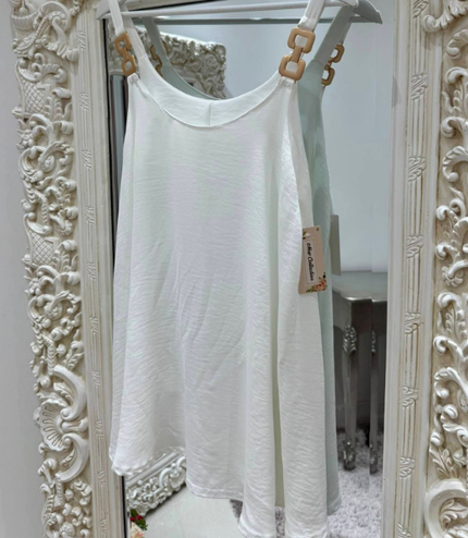 Long Swing Vest Top With Gold Hardware Straps