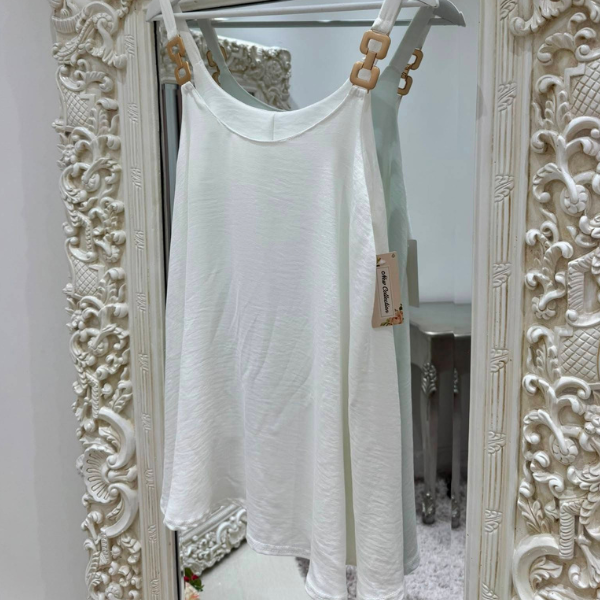 Long Swing Vest Top With Gold Hardware Straps