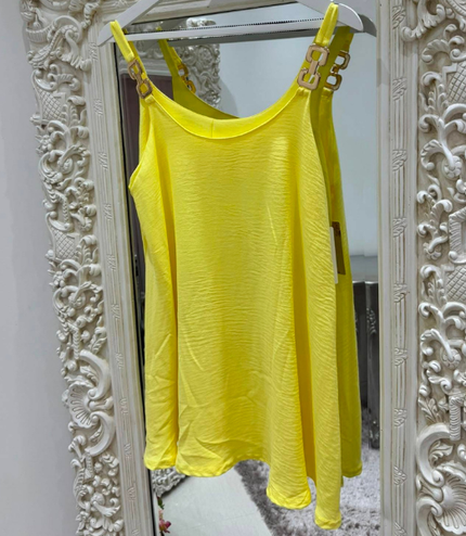 Long Swing Vest Top With Gold Hardware Straps