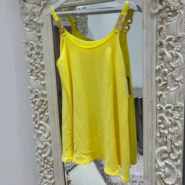Long Swing Vest Top With Gold Hardware Straps