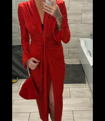 Angel ~ Diamante Knot Detail Midi Dress