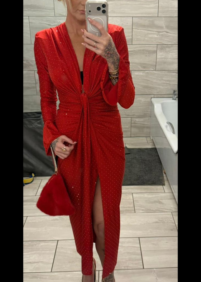 Angel ~ Diamante Knot Detail Midi Dress