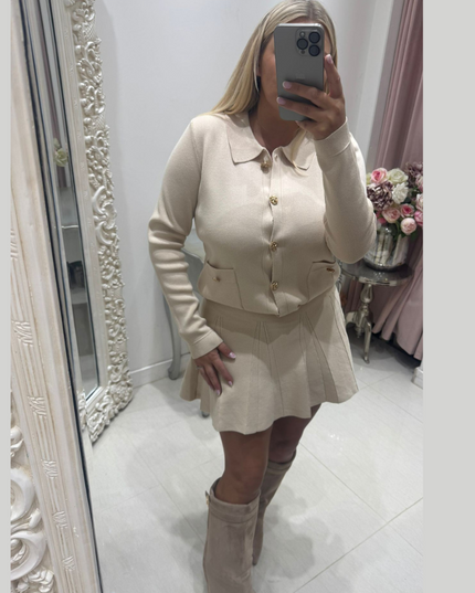 Lily ~  Fine Knit Co-Ord Set Cardigan Jacket & Mini Skirt