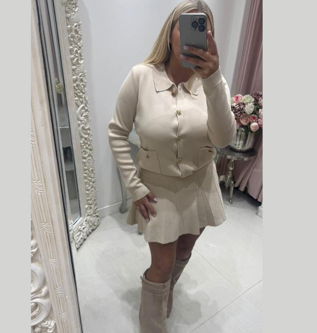 Lily ~  Fine Knit Co-Ord Set Cardigan Jacket & Mini Skirt