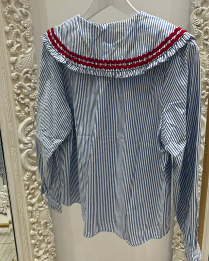 Imogen ~ Navy & White Striped Shirt