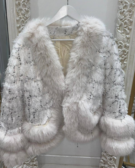 White Snow ~ Luxury Faux Fur White Jacket In White