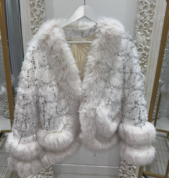 White Snow ~ Luxury Faux Fur White Jacket In White