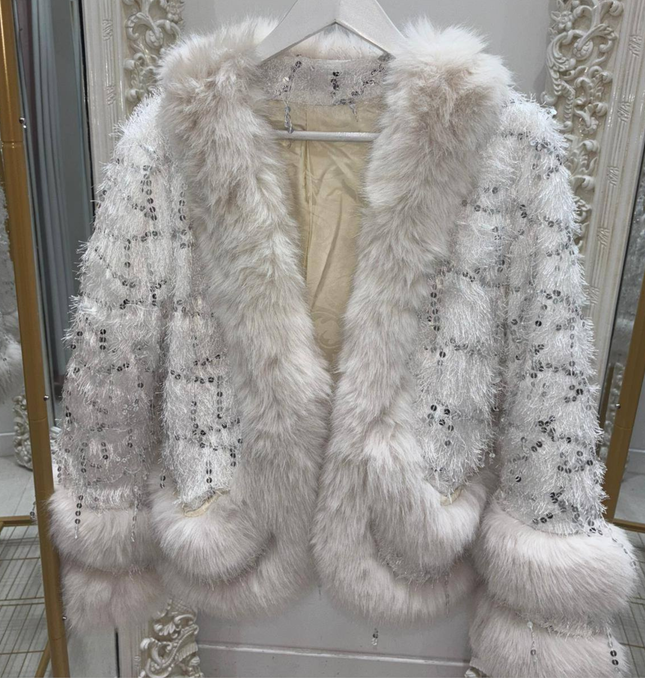 White Snow ~ Luxury Faux Fur White Jacket In White
