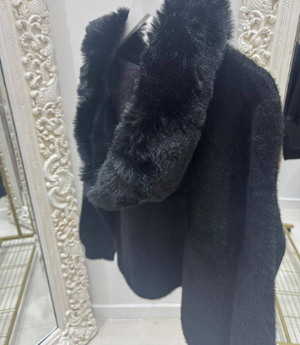 Mishca ~ Thick Fur Knit Hooded Cardigan/Jacket