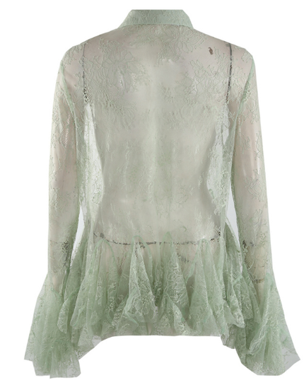 Victoria ~  Lace Frill Hem & Cuff Blouse